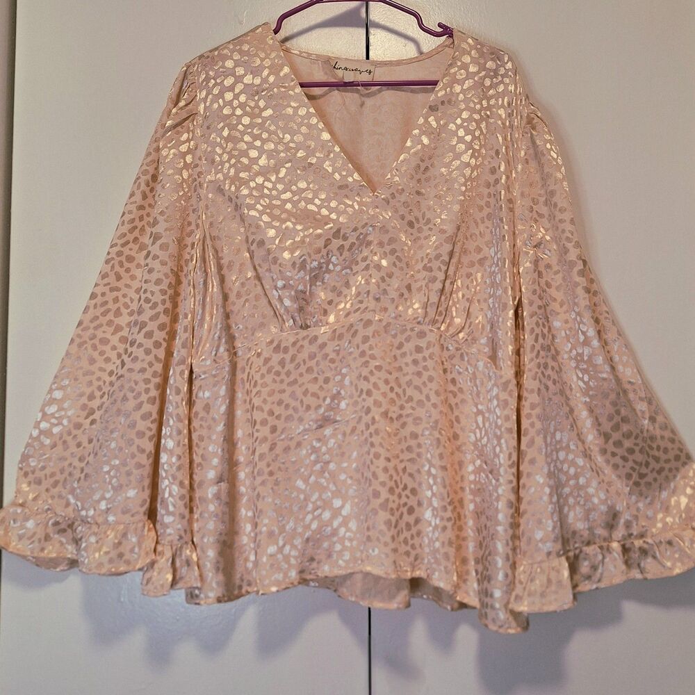 Wishing Waves Satin Leopard Print Blouse 2X